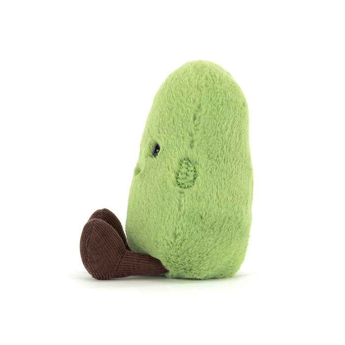 Plush edamame toy on a white background