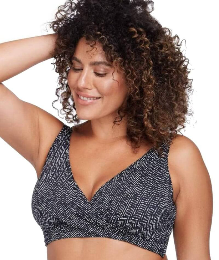 Artesands Zig Zag Delacroix Cross Front D-G Cup Bikini Top - Black Swim