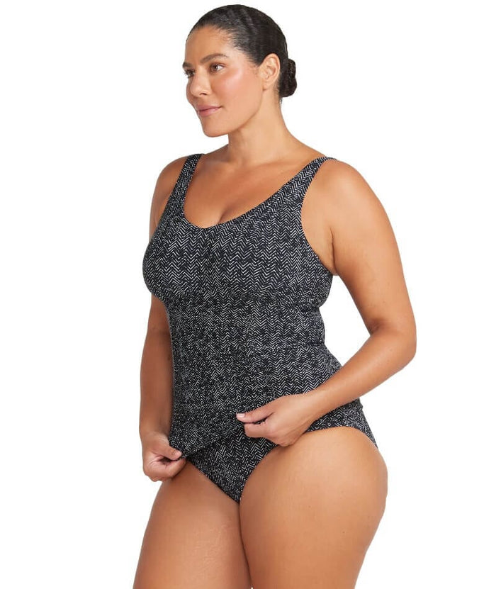 Artesands Zig Zag Raphael E-F Cup Underwire Tankini Top - Black Swim