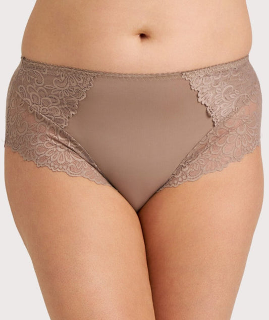 Ava & Audrey Aster Lace & Micro Full Brief - Khaki