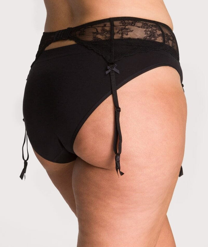 Ava & Audrey Candice Lace Suspender - Black Knickers