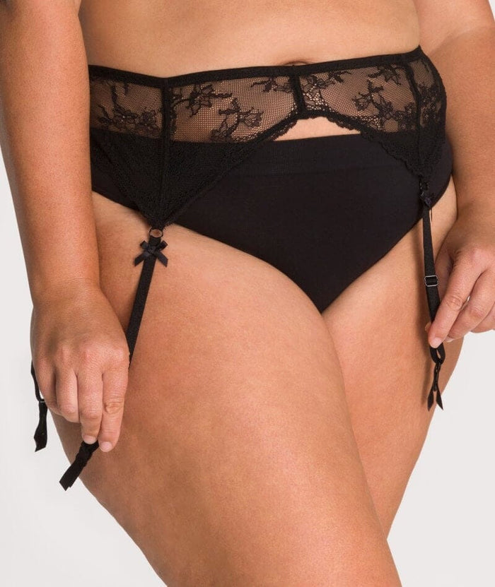 Ava & Audrey Candice Lace Suspender - Black Knickers