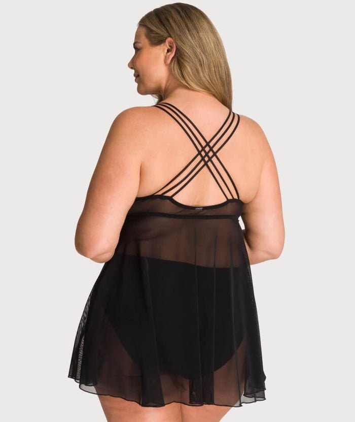 Ava & Audrey Candice Mesh & Lace Babydoll - Black Babydoll / Chemise