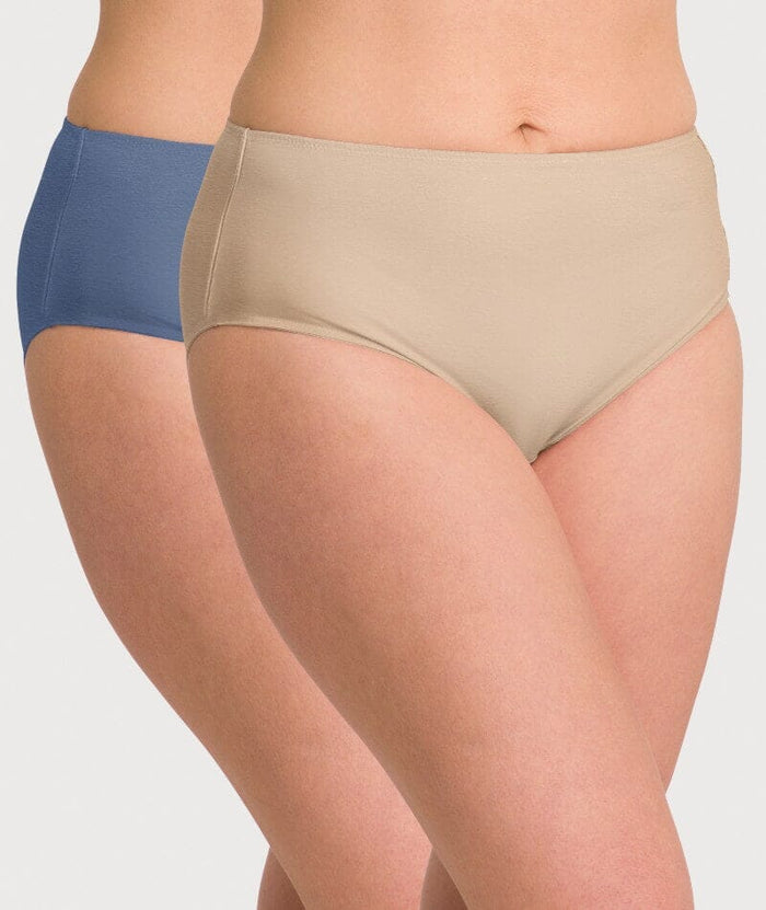 Ava & Audrey Clementine Cotton Full Brief 2 Pack - Nude/Denim Blue Knickers