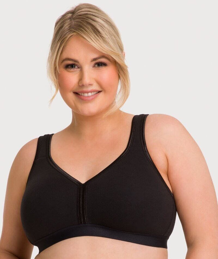 Ava & Audrey Faye Cotton Wire-free Support Bra 2 Pack - Black Bras