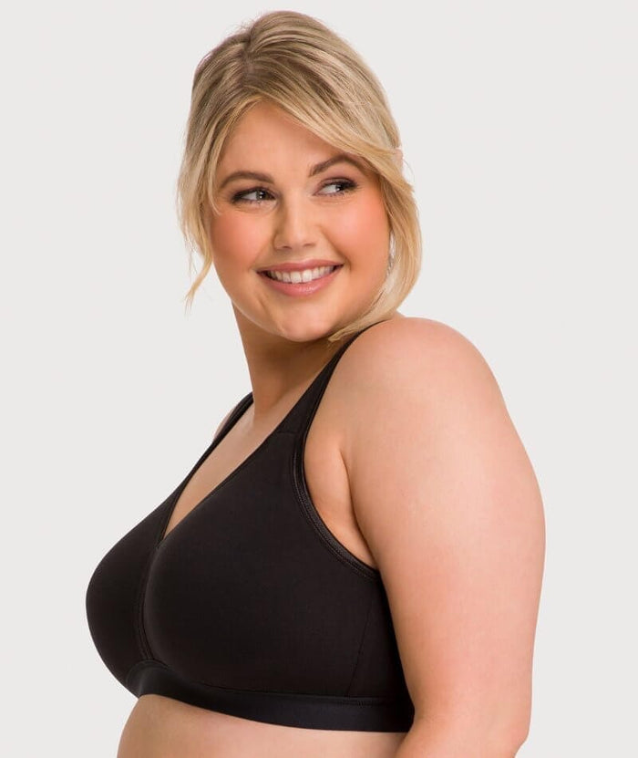 Ava & Audrey Faye Cotton Wire-free Support Bra 2 Pack - Black Bras
