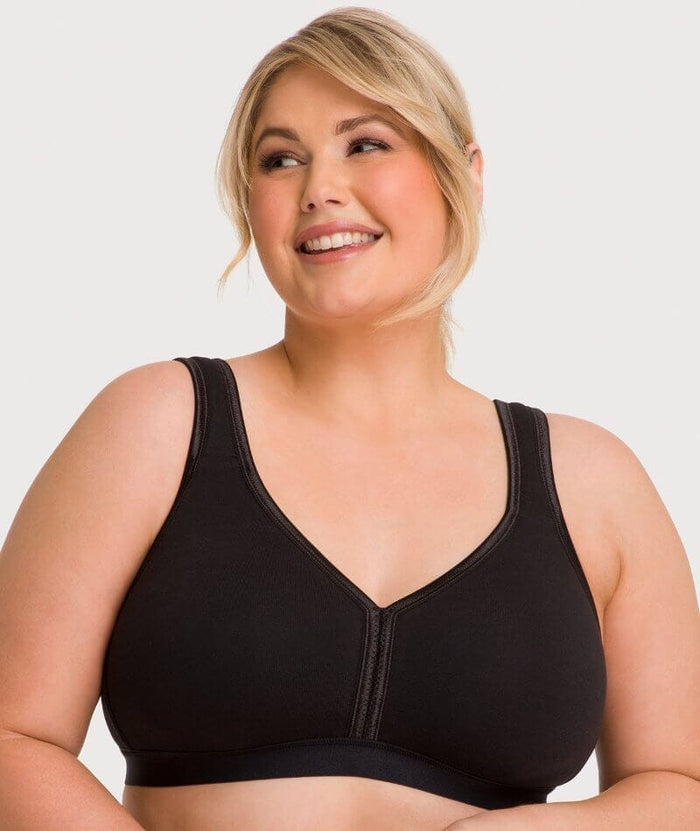 Ava & Audrey Faye Cotton Wire-free Support Bra 2 Pack - Black Bras