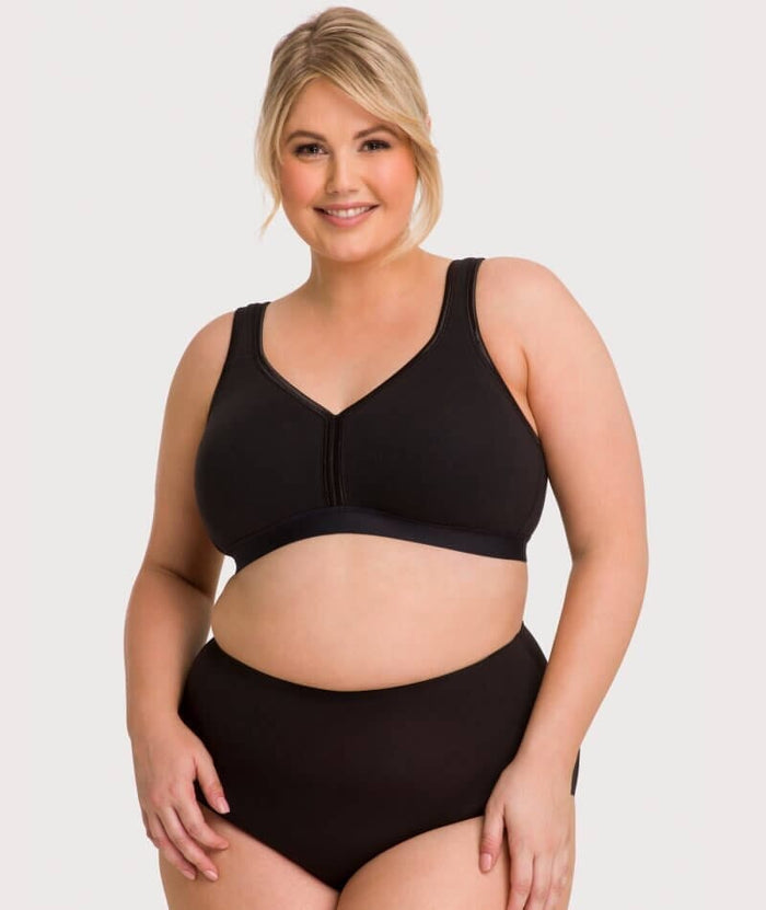 Ava & Audrey Faye Cotton Wire-free Support Bra 2 Pack - Black Bras