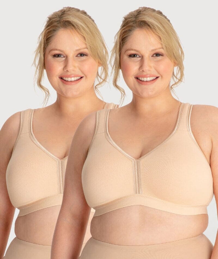 Ava & Audrey Faye Cotton Wire-free Support Bra 2 Pack - Frappe Bras
