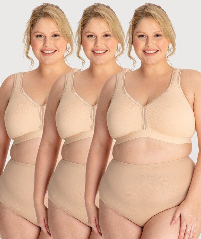 Ava & Audrey Faye Cotton Wire-free Support Bra 3 Pack - Frappe Bras
