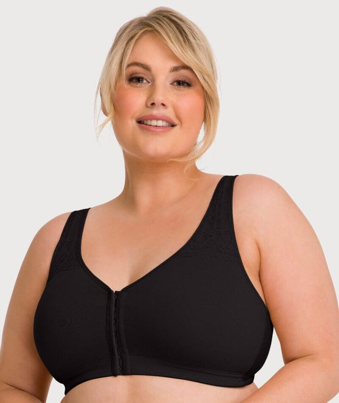 Ava & Audrey Hannah Cotton Wire-Free Front Opening Bra 2 Pack - Black/Frappe Bras