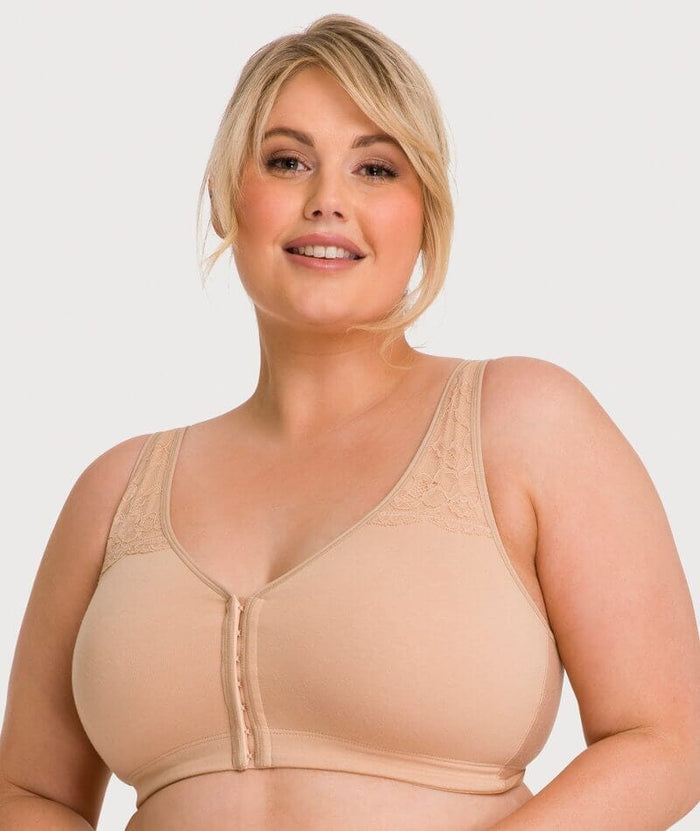 Ava & Audrey Hannah Cotton Wire-Free Front Opening Bra 2 Pack - Black/Frappe Bras