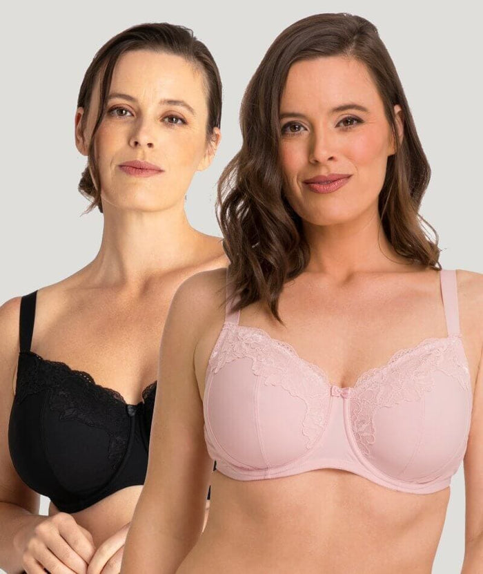 Ava & Audrey Jacqueline Full Cup Underwired Bra 2 Pack - Black/Blush Bras