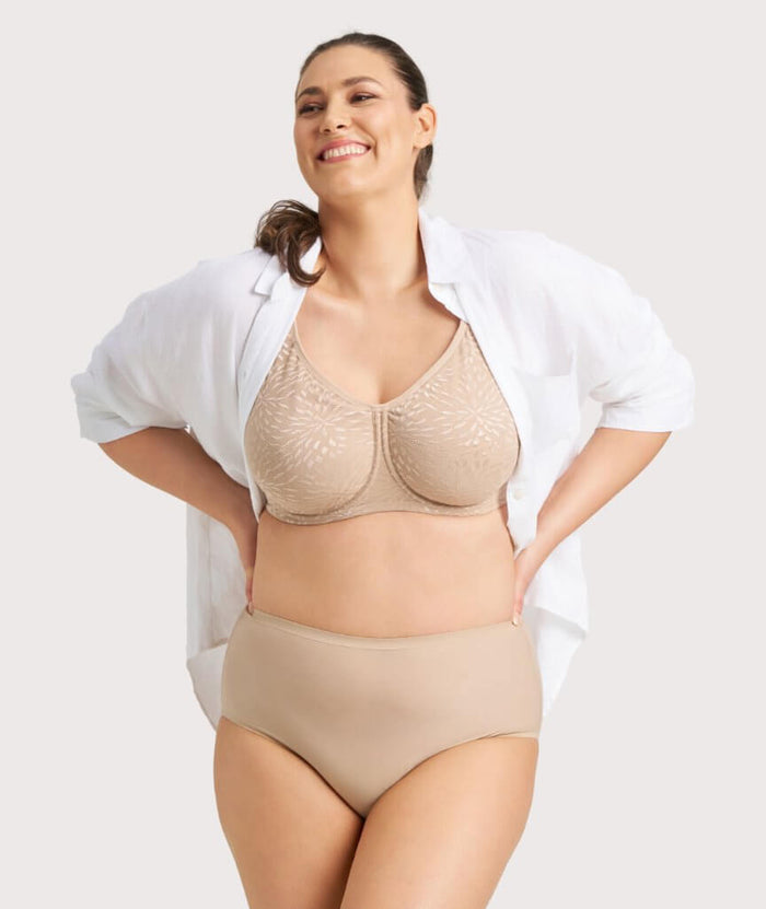 Ava & Audrey Millie Jacquard Mesh T-Shirt Underwire Bra - Nude