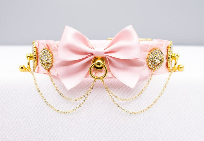 Baby Pink and Gold Luxe Sparkle Chain Collar