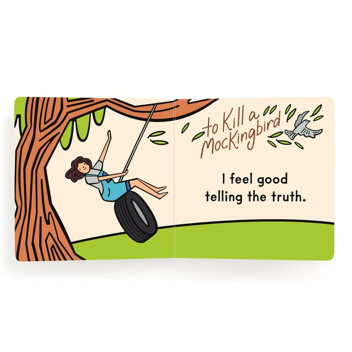 Sample pages of 'Babys First Book of Banned Books, To Kill a Mockingbird' on a white background
