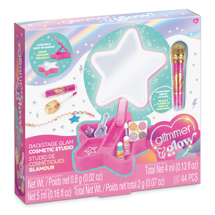 Colorful Backstage Glam Cosmetic Studio packaging on a white background