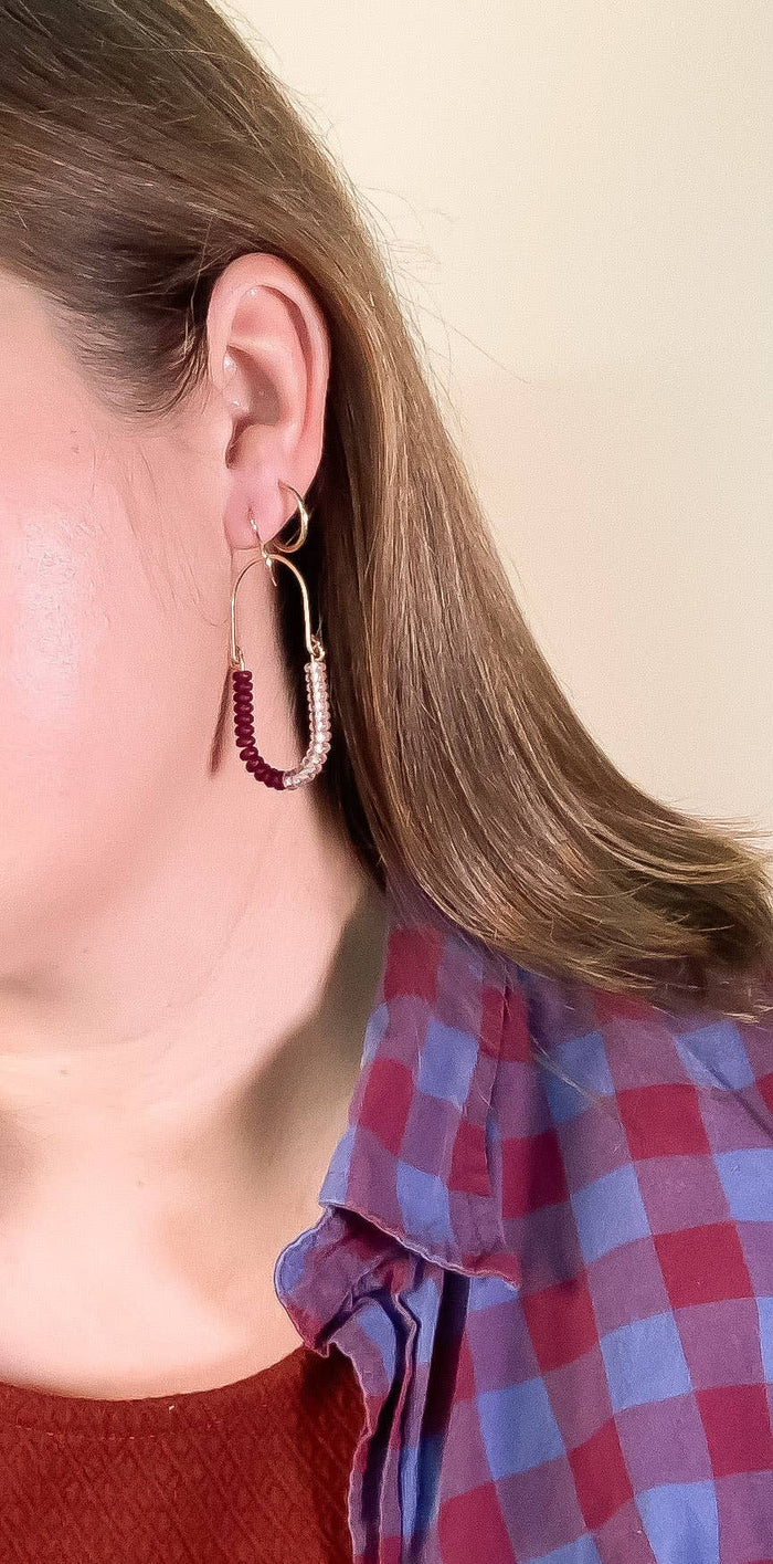 Balance Earrings- Oxblood + Amethyst