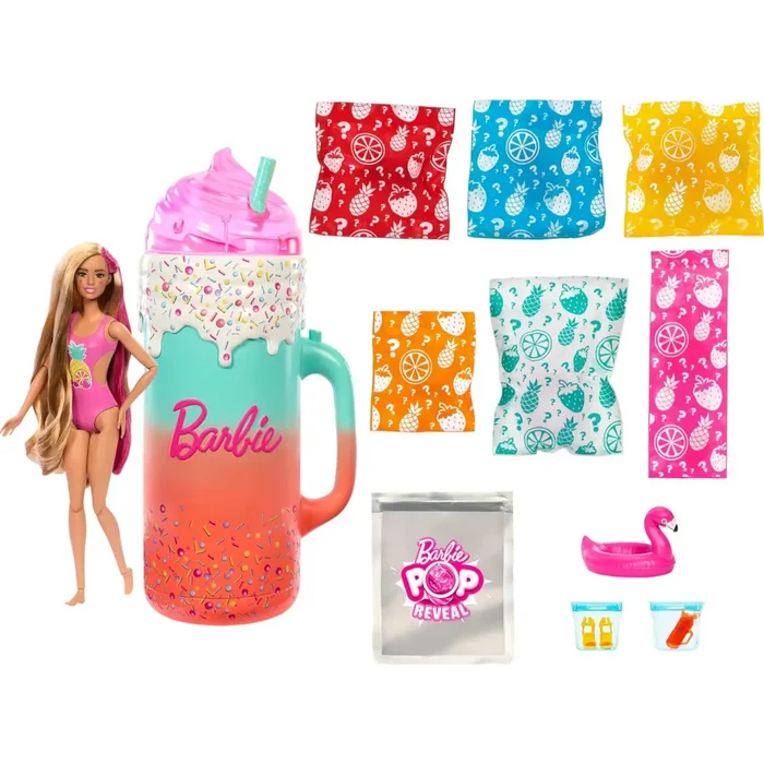 Barbie Pop Reveal Rise & Surprise Gift Set With Scented Doll, Squishy Scented Pet & More, 15+ Surprises
