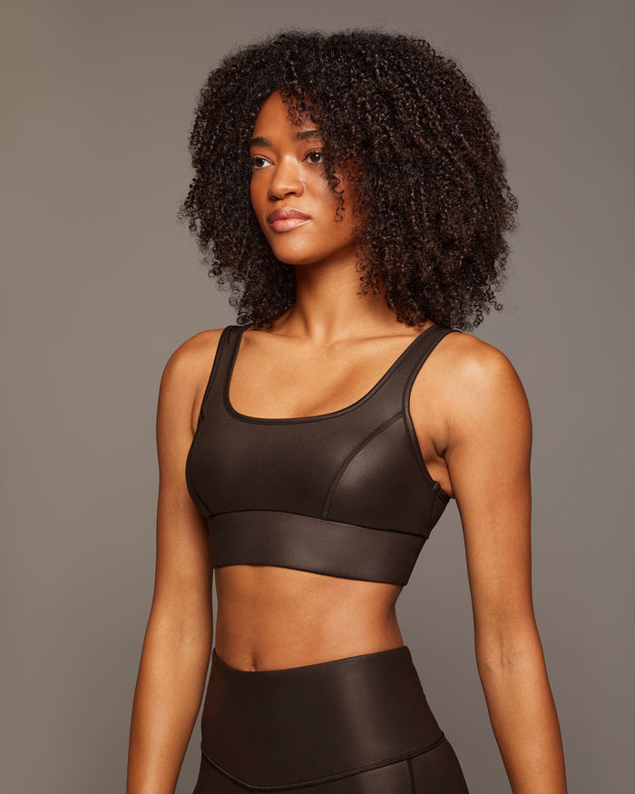 Basal Gloss Longline Bra - Dark Oak