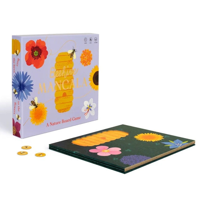 Children's board game with colorful flowers and nature-themed design on a white background