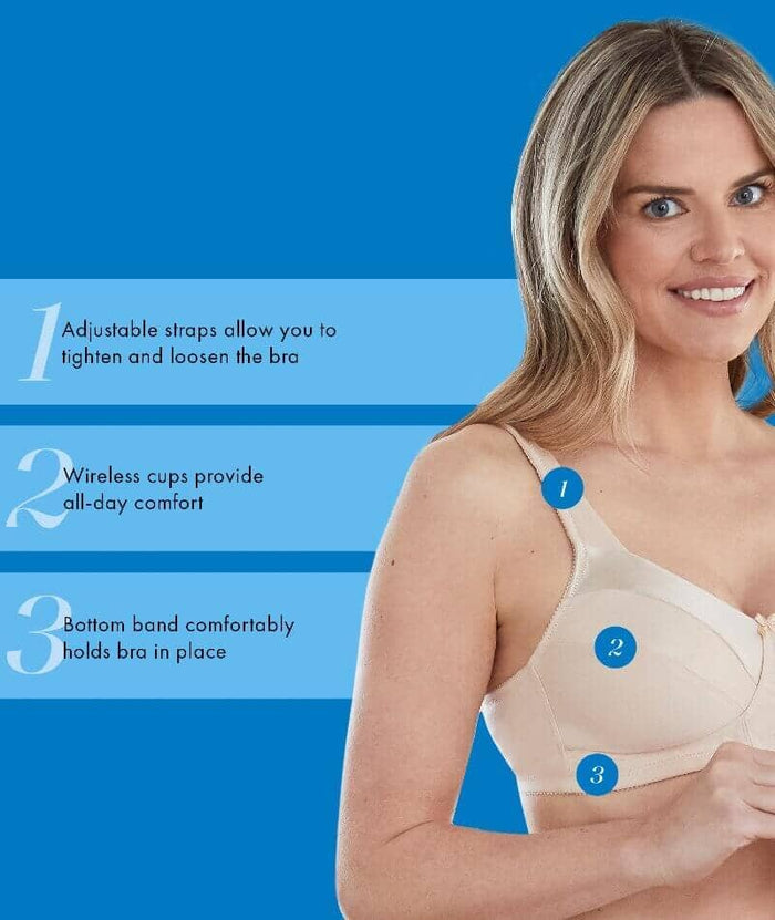 Bestform Satin Trim Wire-Free Cotton Bra With Unlined Cups 2 Pack - Nude Bras