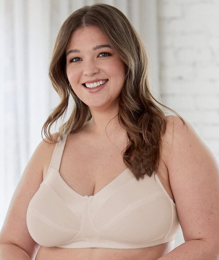 Bestform Satin Trim Wire-Free Cotton Bra With Unlined Cups 3 Pack - Nude Bras