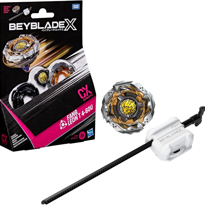 Beyblade X toy set with Beyblade and launcher on a white background