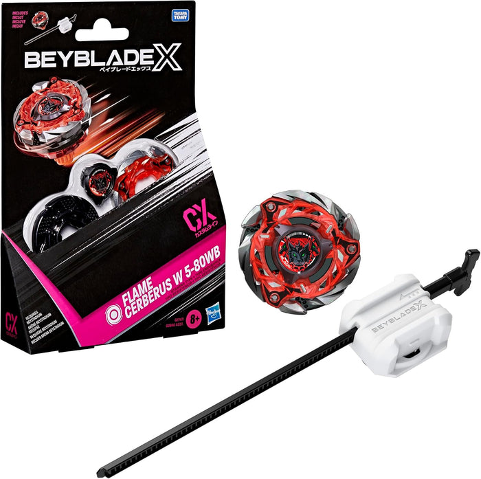 Beyblade X toy set with Beyblade and launcher on a white background