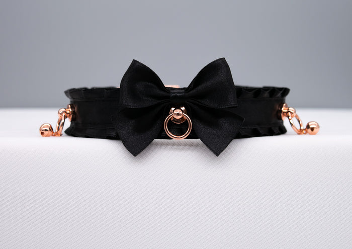 Black and Rose Gold Classics Collar and Leash Set