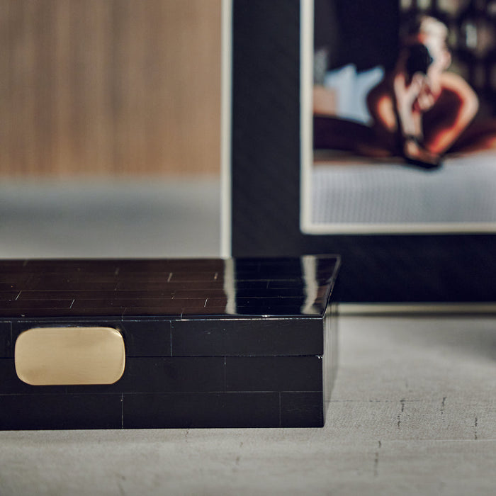 Black Bone Design Box w/Brass Knob - Boxes by Carlyle Avenue