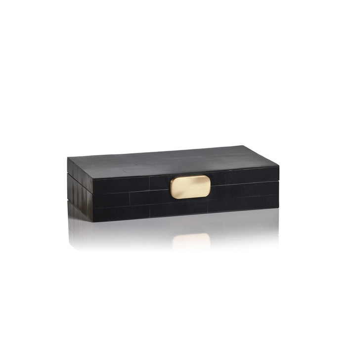 Black Bone Design Box w/Brass Knob - Boxes by Carlyle Avenue