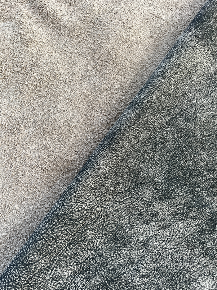 Black Distressed Cowhide Sides & Hides alternate view showing color and surface finish