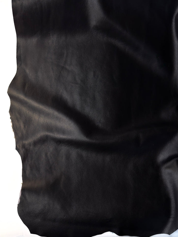Black Italian Nappa Lambskin close view showing grain and texture
