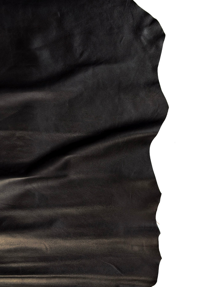 Black Italian Nappa Lambskin shown to display leather shape and cutting area