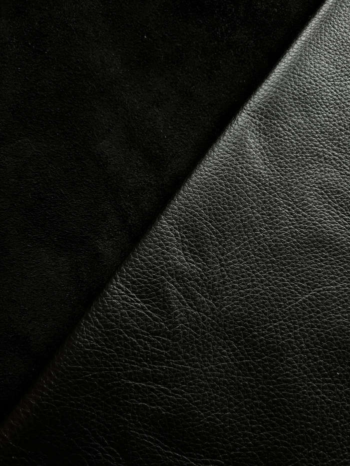 Black Full-Aniline Cowhide shown to display leather shape and cutting area