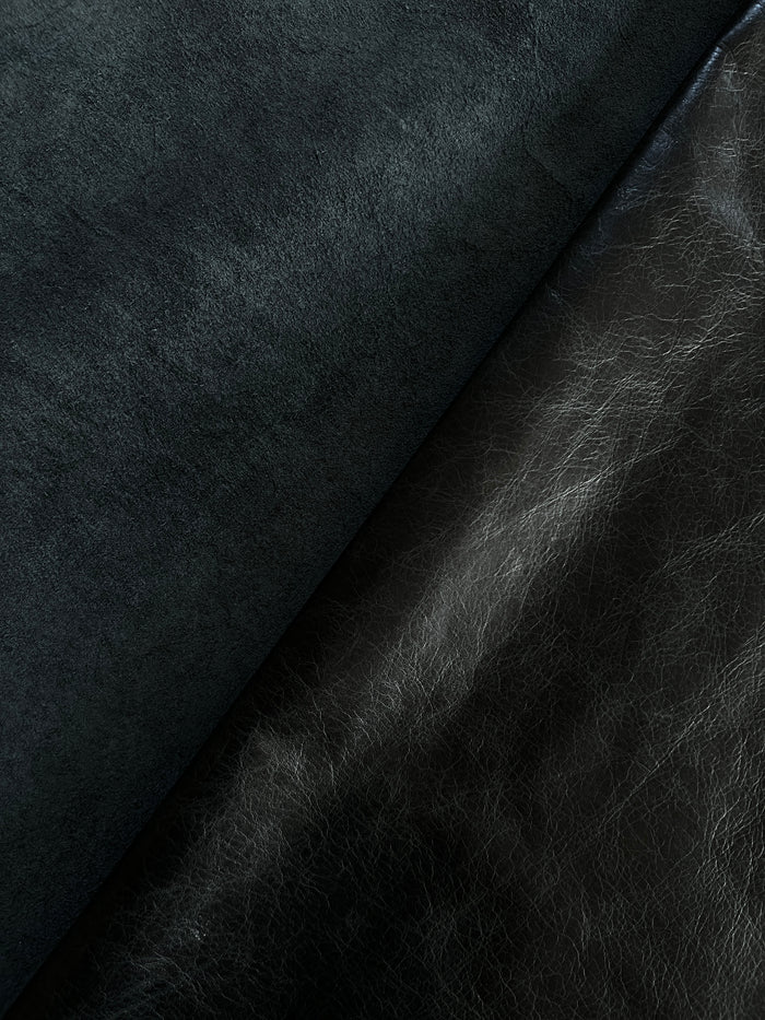 Black Pull-Up Cowhide alternate view showing color and surface finish