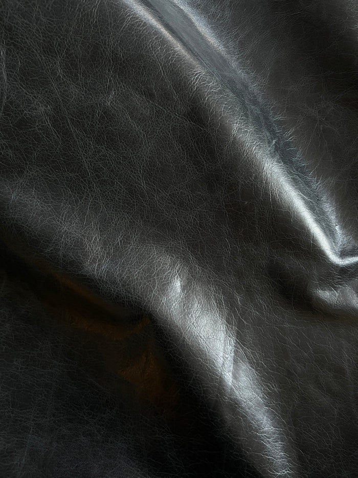 Black Pull-Up Cowhide surface detail showing texture and finish