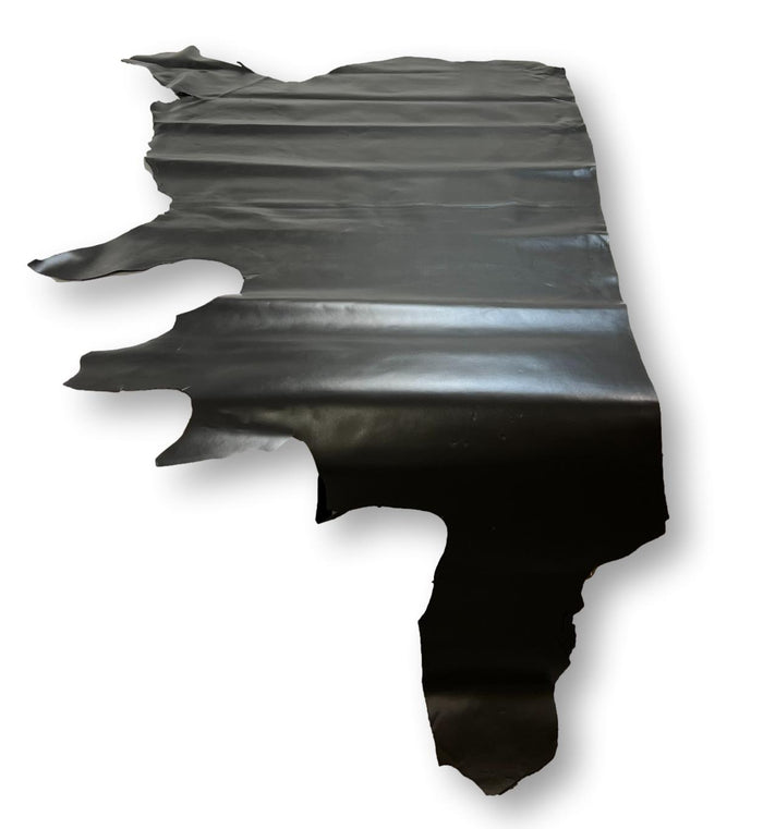 Black Smooth Cowhide close view showing grain and texture
