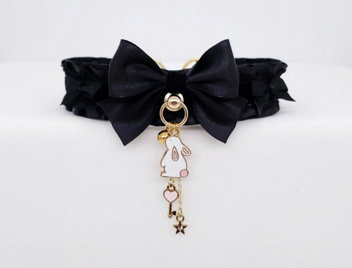Black Velvet and Gold Bunny Collar