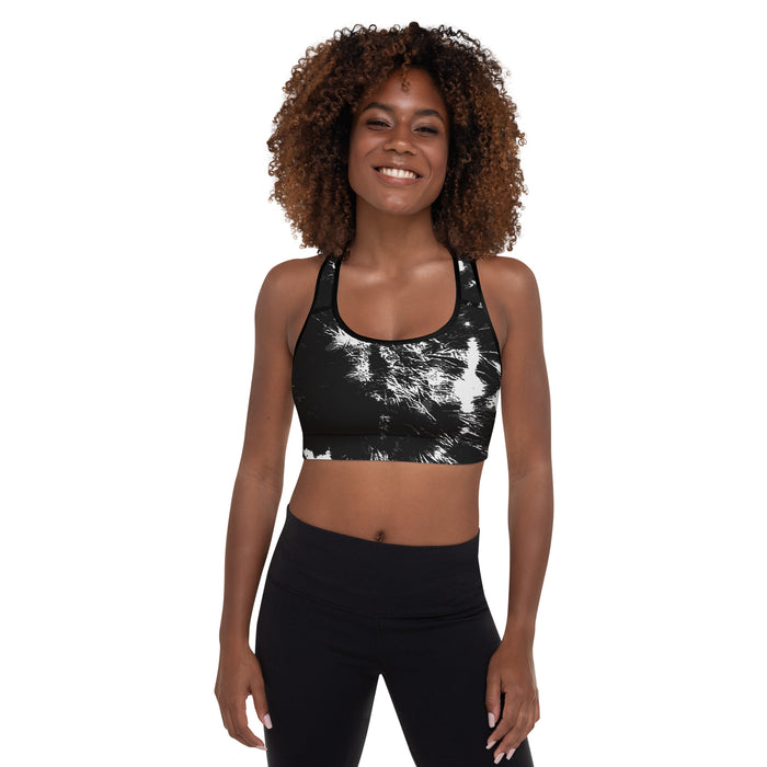 Black & White Tie Dye Padded Sports Bra