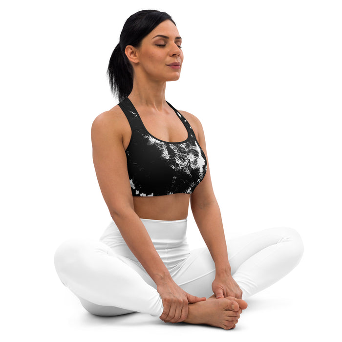 Black & White Tie Dye Padded Sports Bra