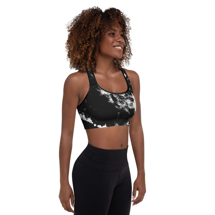 Black & White Tie Dye Padded Sports Bra