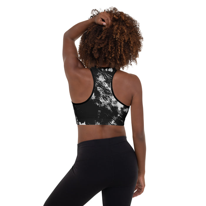 Black & White Tie Dye Padded Sports Bra