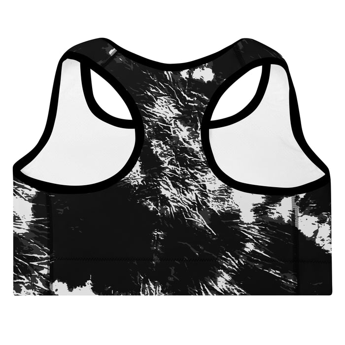 Black & White Tie Dye Padded Sports Bra