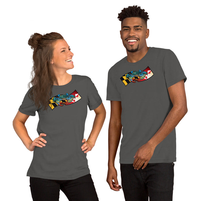 Blue Crab Maryland Banner, Short-Sleeve Unisex T-Shirt