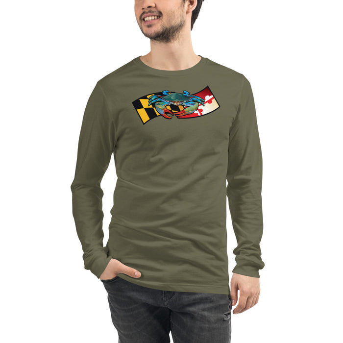 Blue Crab Maryland Banner, Unisex Long Sleeve Tee