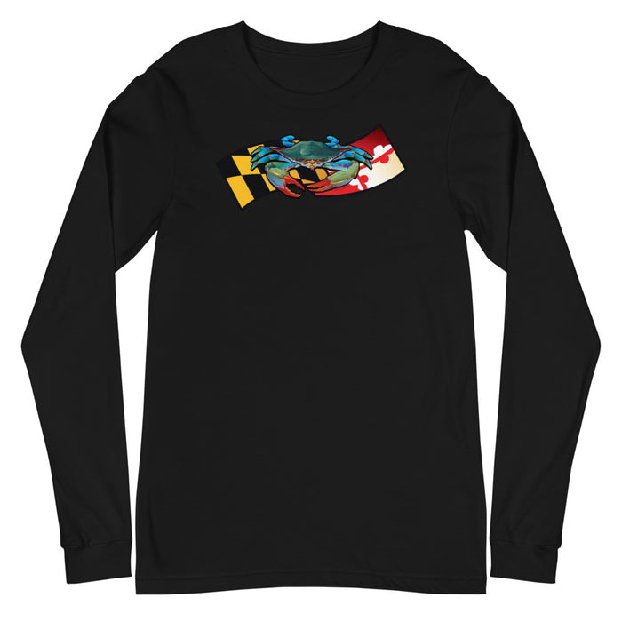 Blue Crab Maryland Banner, Unisex Long Sleeve Tee