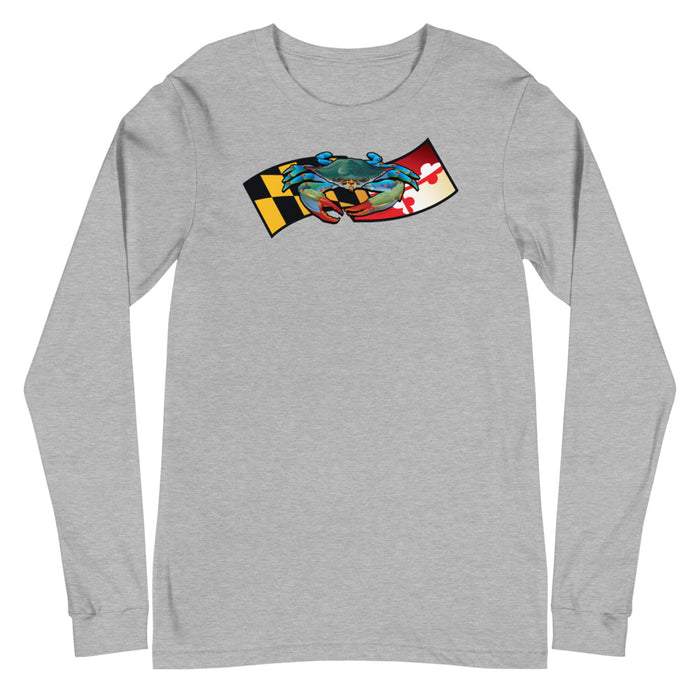 Blue Crab Maryland Banner, Unisex Long Sleeve Tee