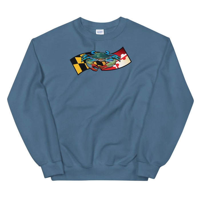 Blue Crab Maryland Banner, Unisex Sweatshirt